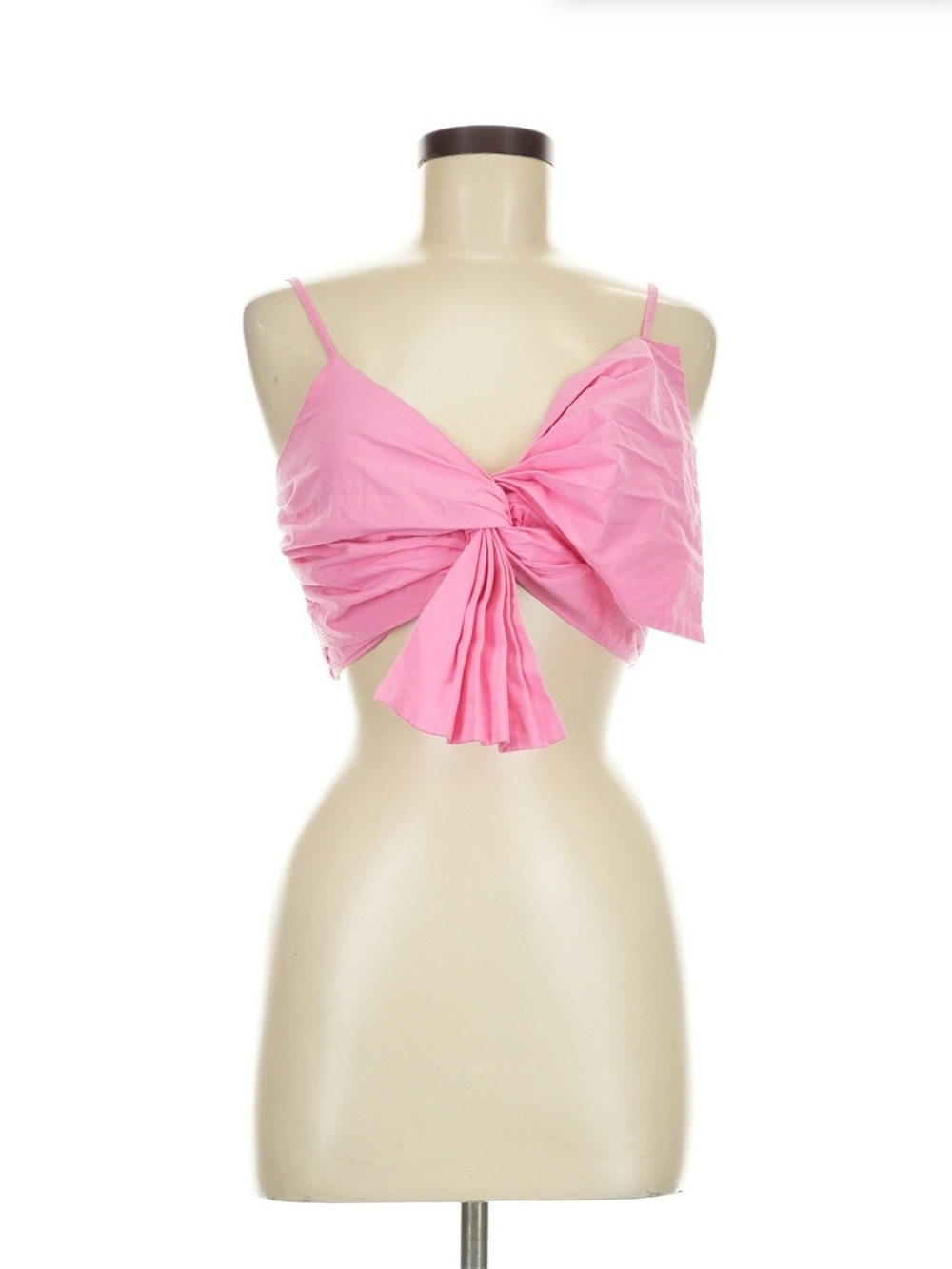 Pink Knot-Front Spaghetti Strap Crop Top
